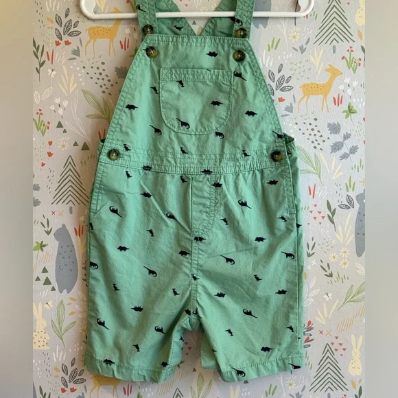 Carter’s Just One You 18 Months Green Dino Print Overall Shortalls EUC - Picture 5 of 8